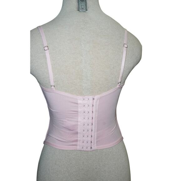 Forever 21 Pink Lace Mesh Corset Bustier Top Medium Sheer Floral Y2K Style - Picture 4 of 6
